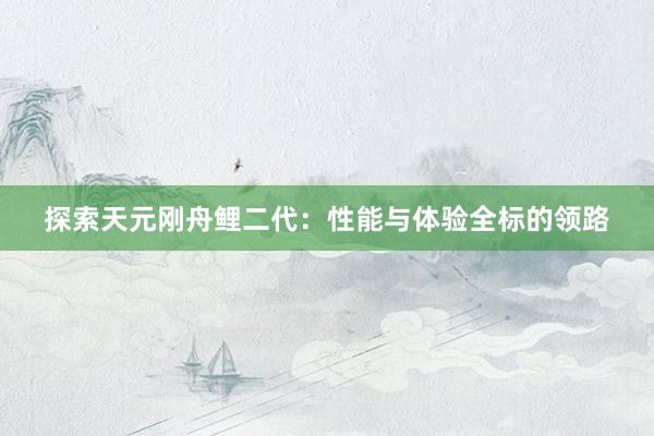 探索天元刚舟鲤二代：性能与体验全标的领路