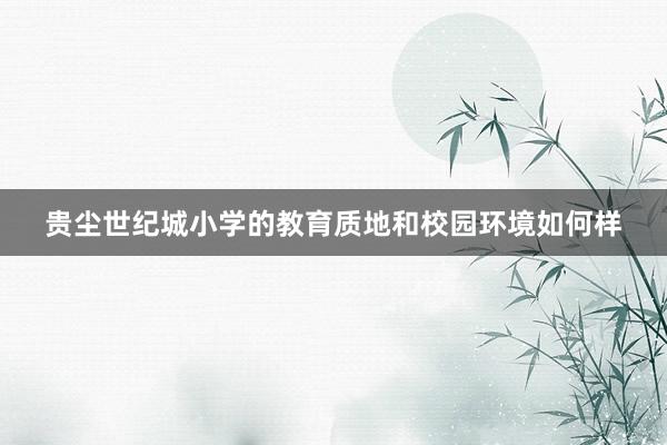 贵尘世纪城小学的教育质地和校园环境如何样